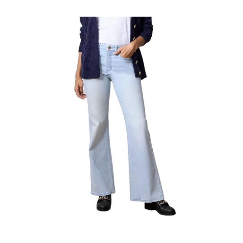 LC Lauren Conrad Womens Boho High Rise Light Wide Leg Flared Jeans Sz 14 New - Picture 1 of 7
